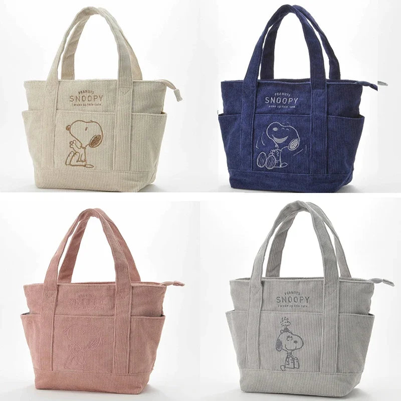 MINISO Disney Cute Snoopy Corduroy Tote Bag