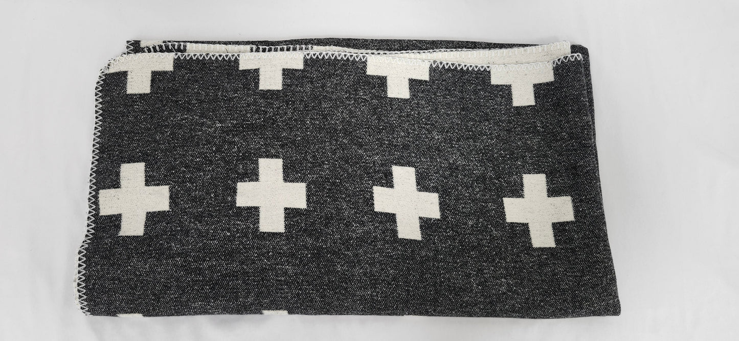 50x60 Reversible Plus Sign Throw Blanket