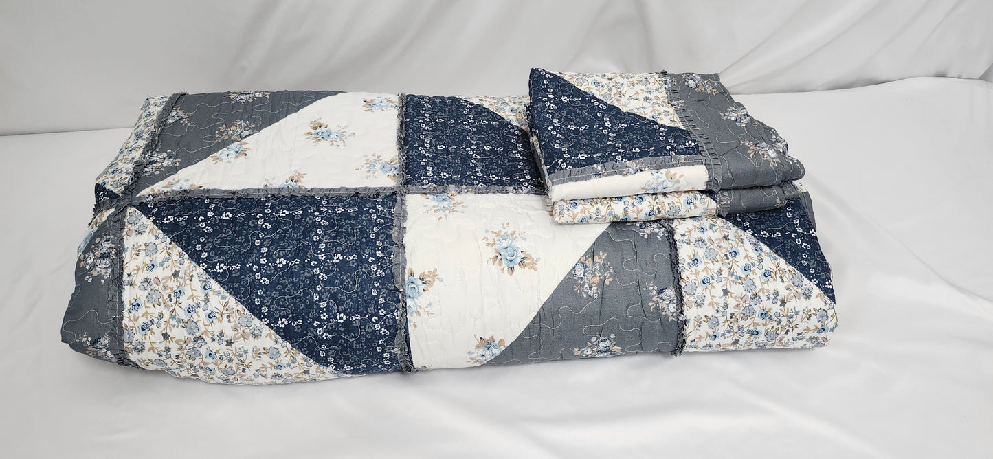 King Size Grey Patchwork Quilt