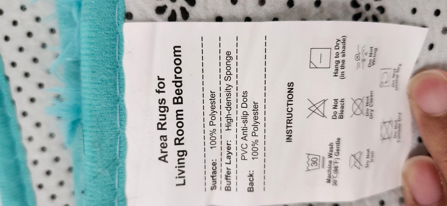 Turquoise Machine Washable Shag Rug