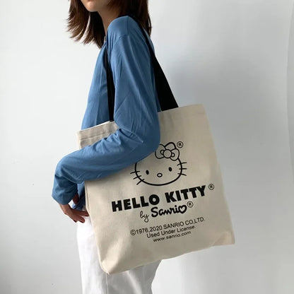 MINISO Disney Cute Hello Kitty Canvas Tote Bag