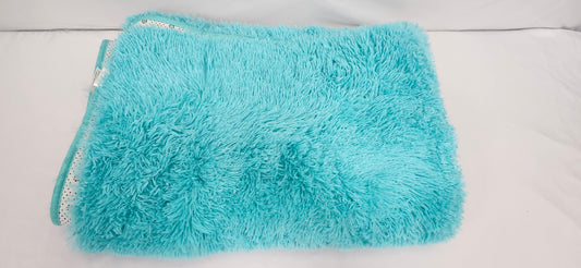 Turquoise Machine Washable Shag Rug