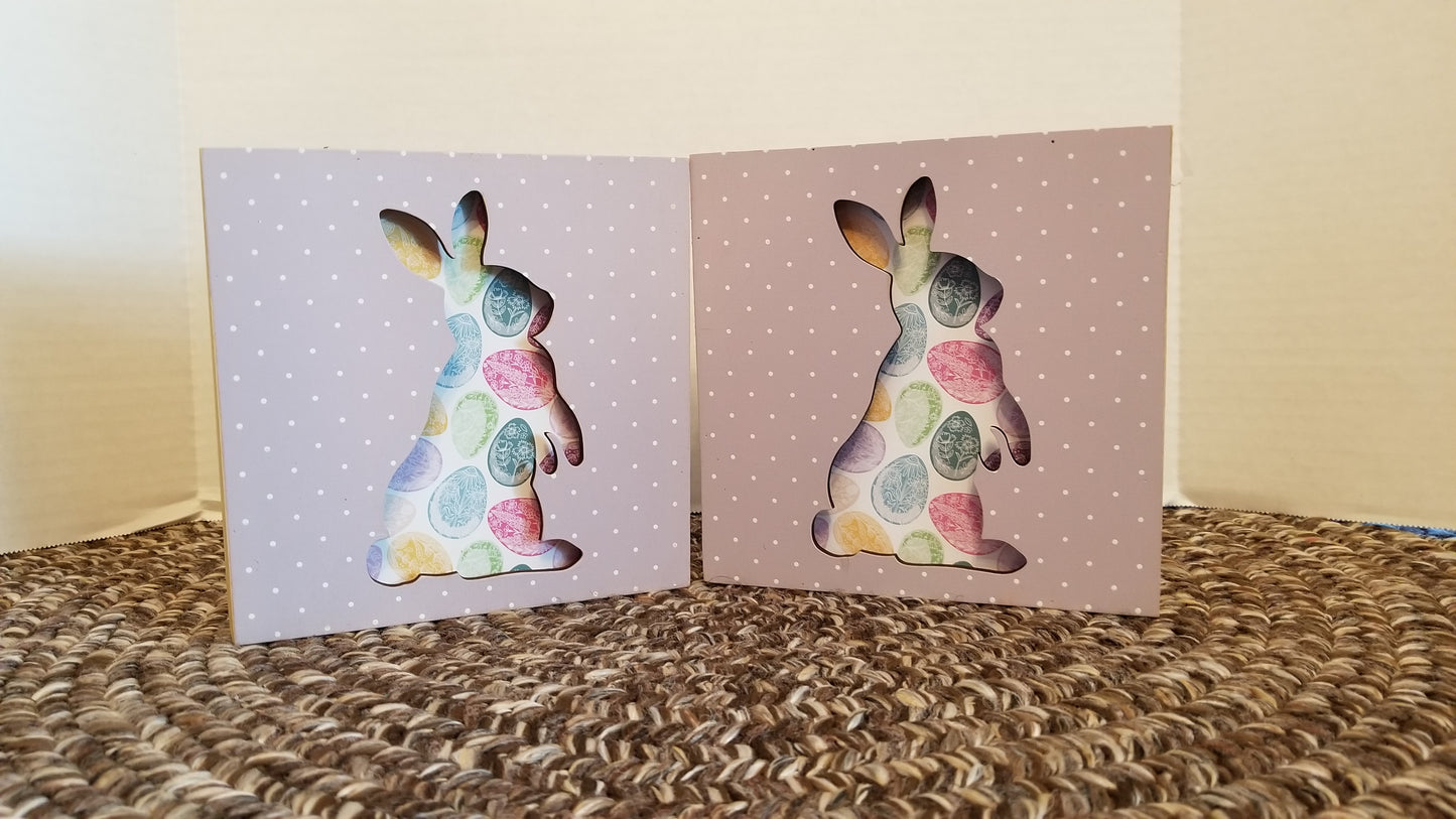 2 Wooden Colorful Bunny Table Decor (Purple)