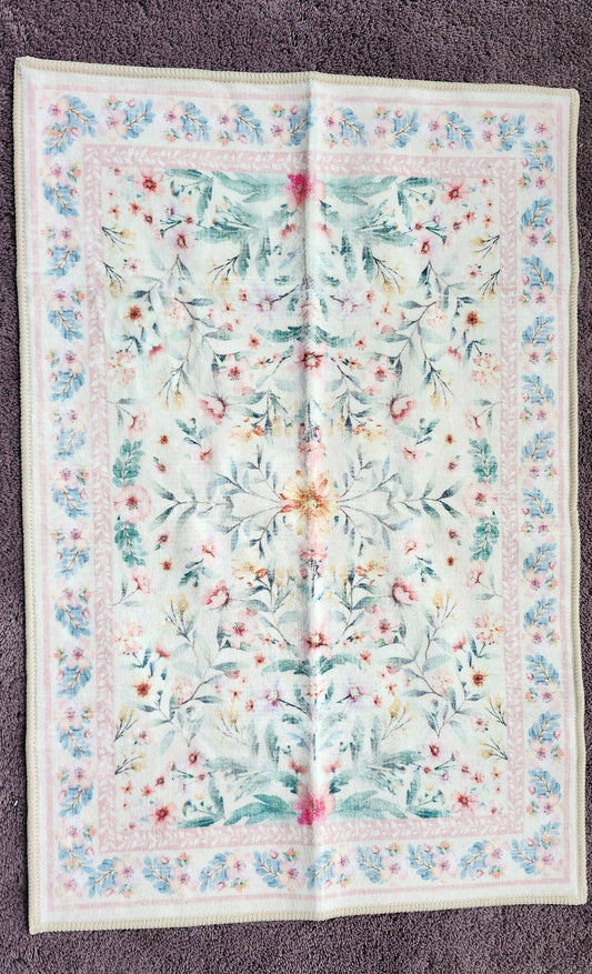 Pink Floral Floor Mat - 2x3
